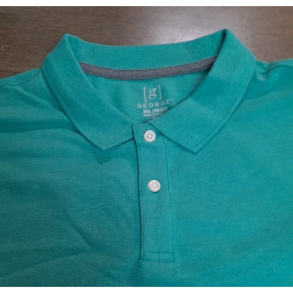 George Short Sleeve Pique Men’s Collared Polo Teal Size 2XL