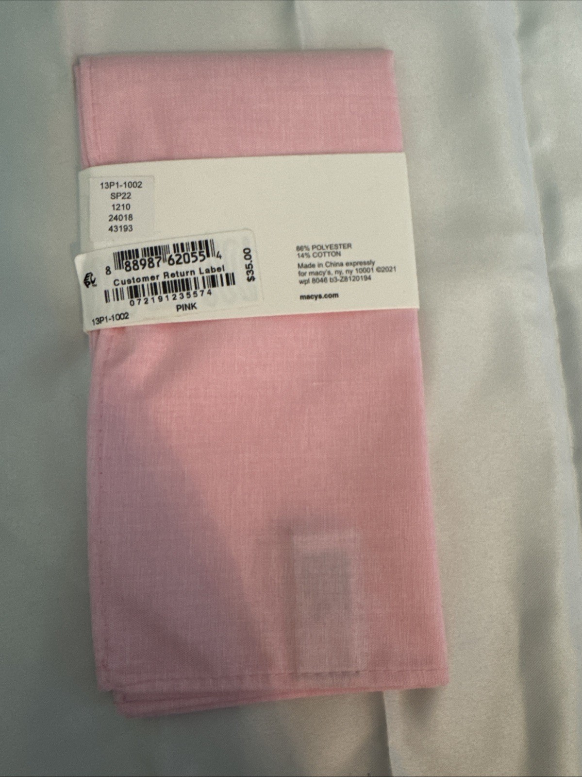 Bar III Mens Beach Solid Pocket Square Pink 12.5″x12.5″