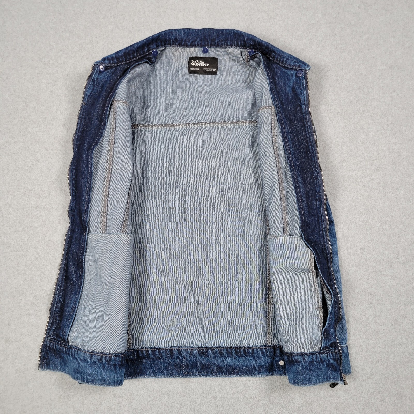 The Tubbo Moment Jacket Mens Medium Blue Denim Indigo Sandwash Sea Scene Trucker