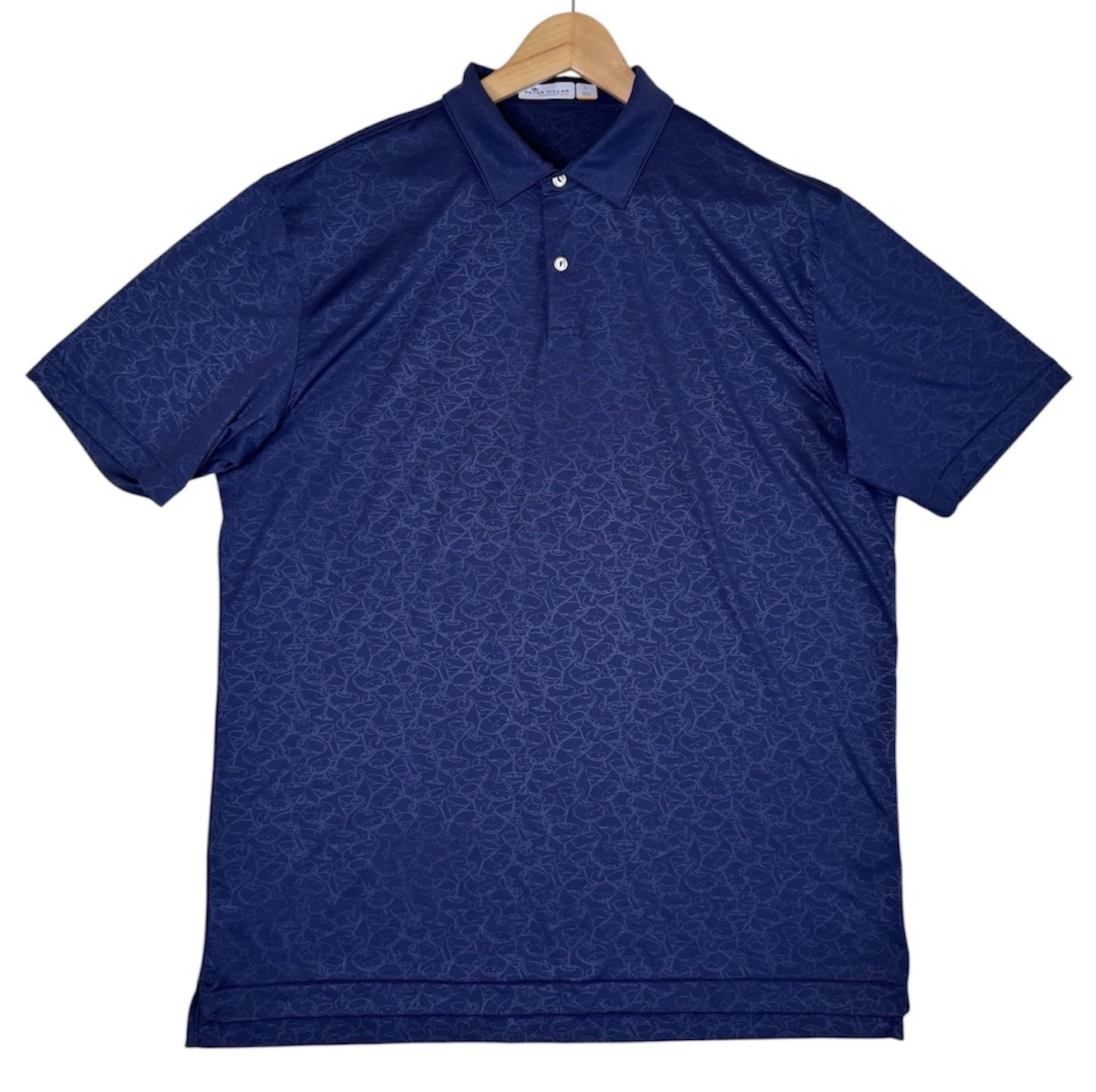 Peter Millar Featherweight UPF 50+ Short Sleeve Polo Shirt Martini Print Mens L