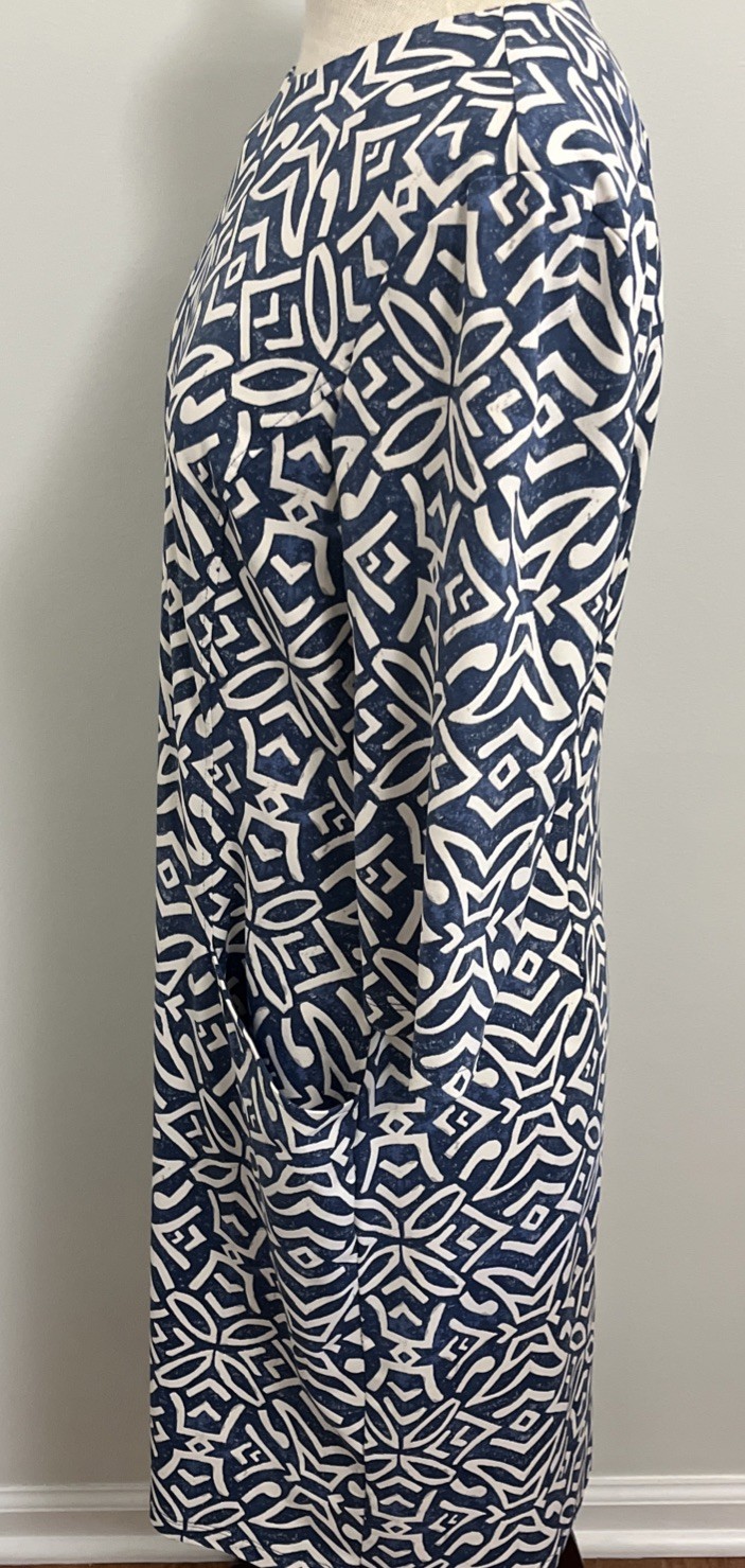 J McLaughlin Catalyst Catalina Cloth Blue Nile Geo Jersey Shift Dress XL