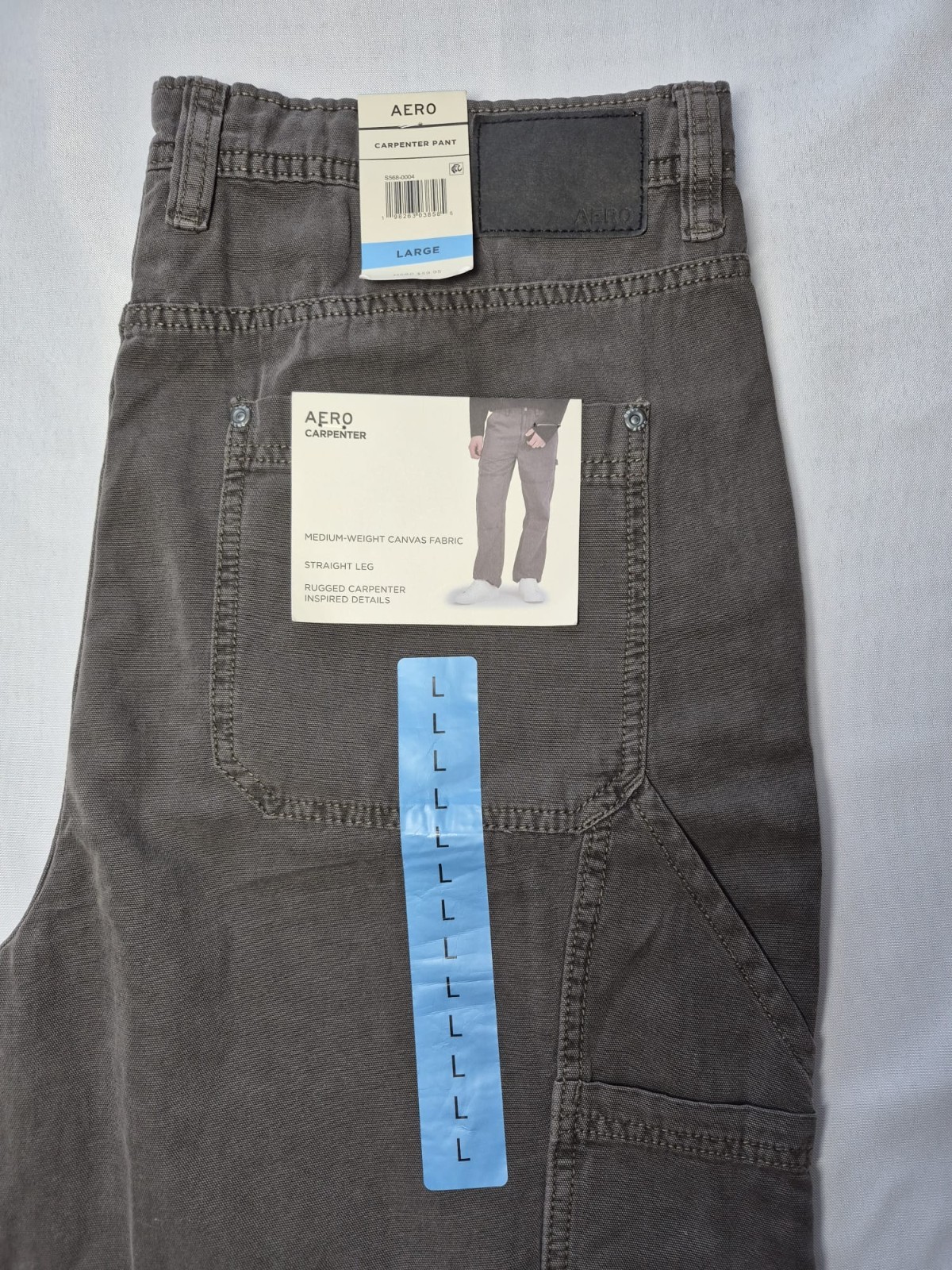 Aero Men’s Carpenter Pants Gray Canvas Straight Leg Workwear Pockets 34 L