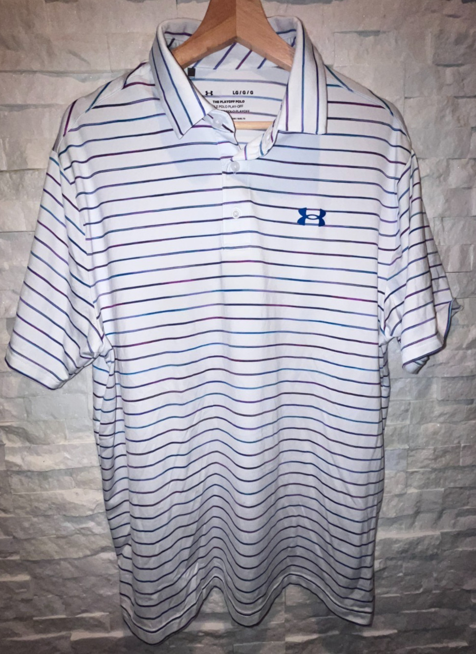EUC Men’s UNDER ARMOUR The Playoff Polo Loose Fit Collared Short Sleeve Large