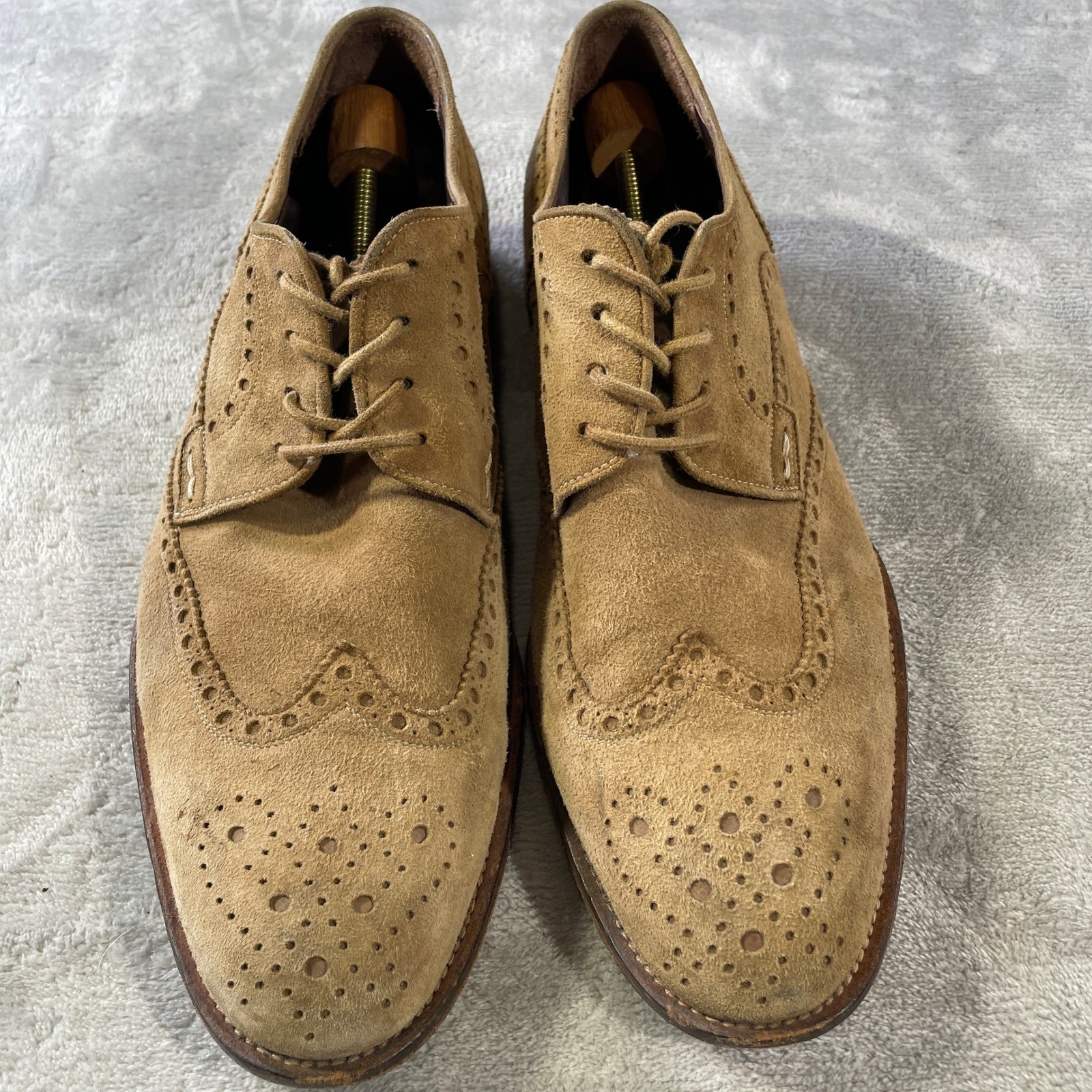 Magnanni Wingtip Brogue Oxford Shoes Mens 12 Tan Suede Office Career Luxury