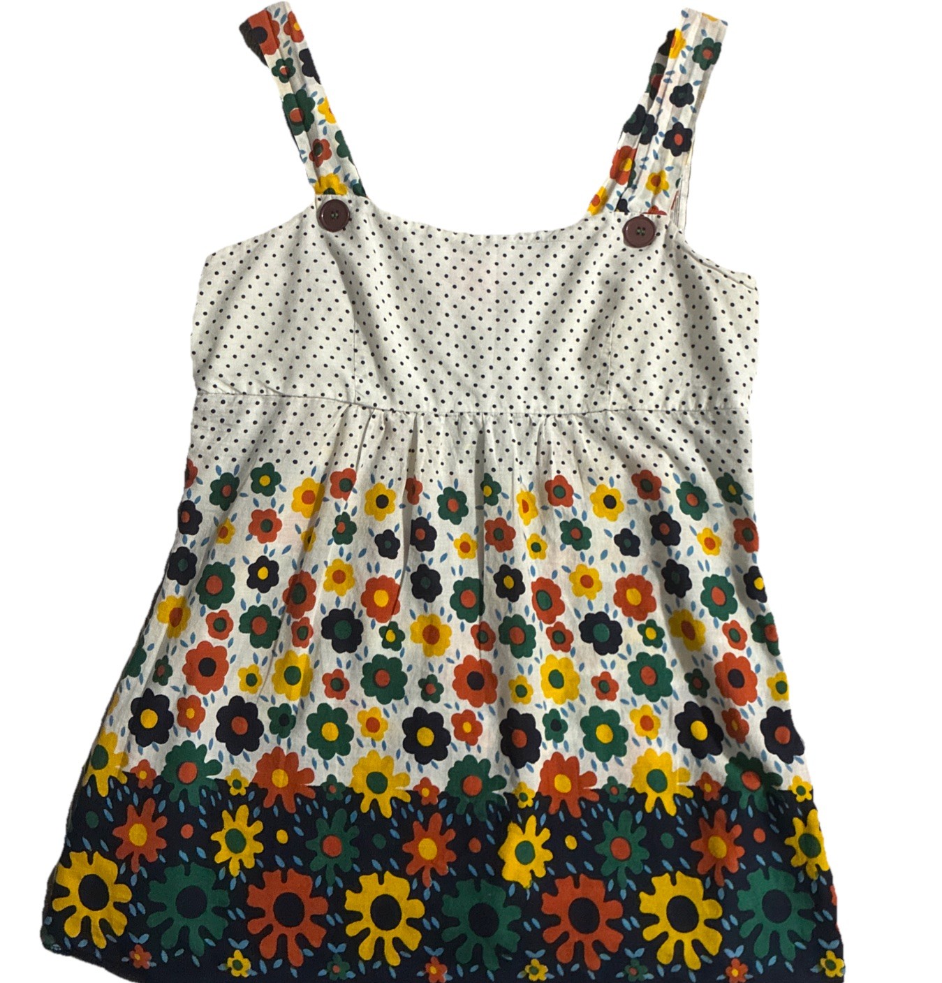 “She’s Cool” floral polkadot vintage 90s Y2K boho Baby doll shirt Juniors L