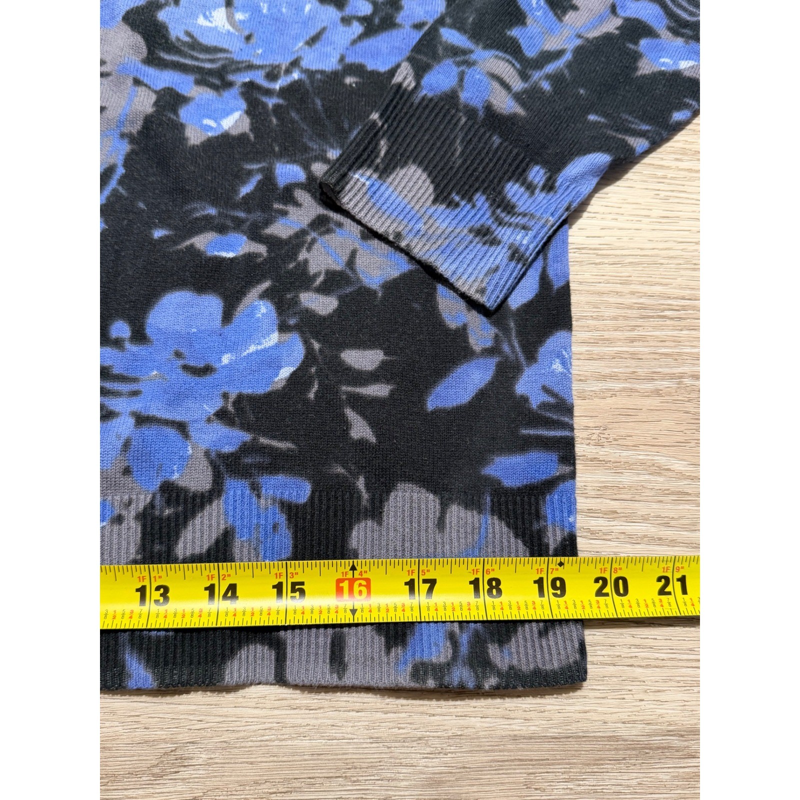 Croft & Barrow Womens 1X Cardigan Sweater Blue Floral Button Front 100% Cotton