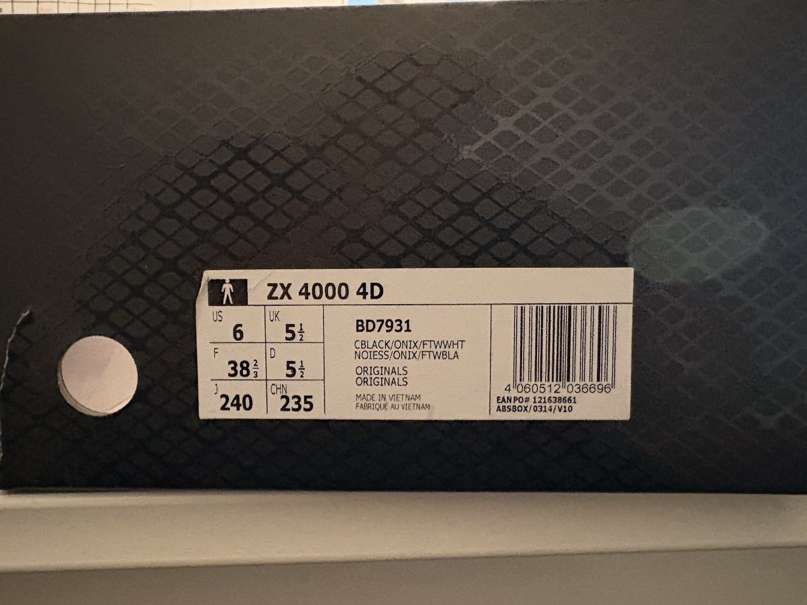 Adidas ZX 4000 4D BD7931 Black Onix US 6 EU 38 2/3 New Original Box Futurecraft