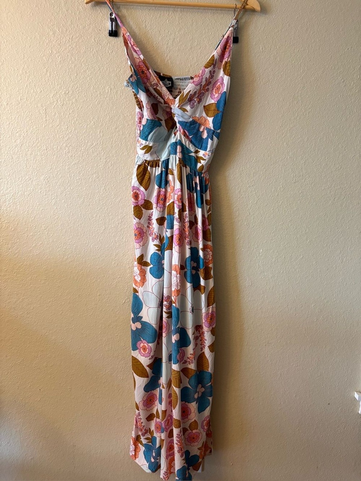 Angie Floral Maxi Dress Twist Front Cut Out Boho Festival Dress Small ( Est)