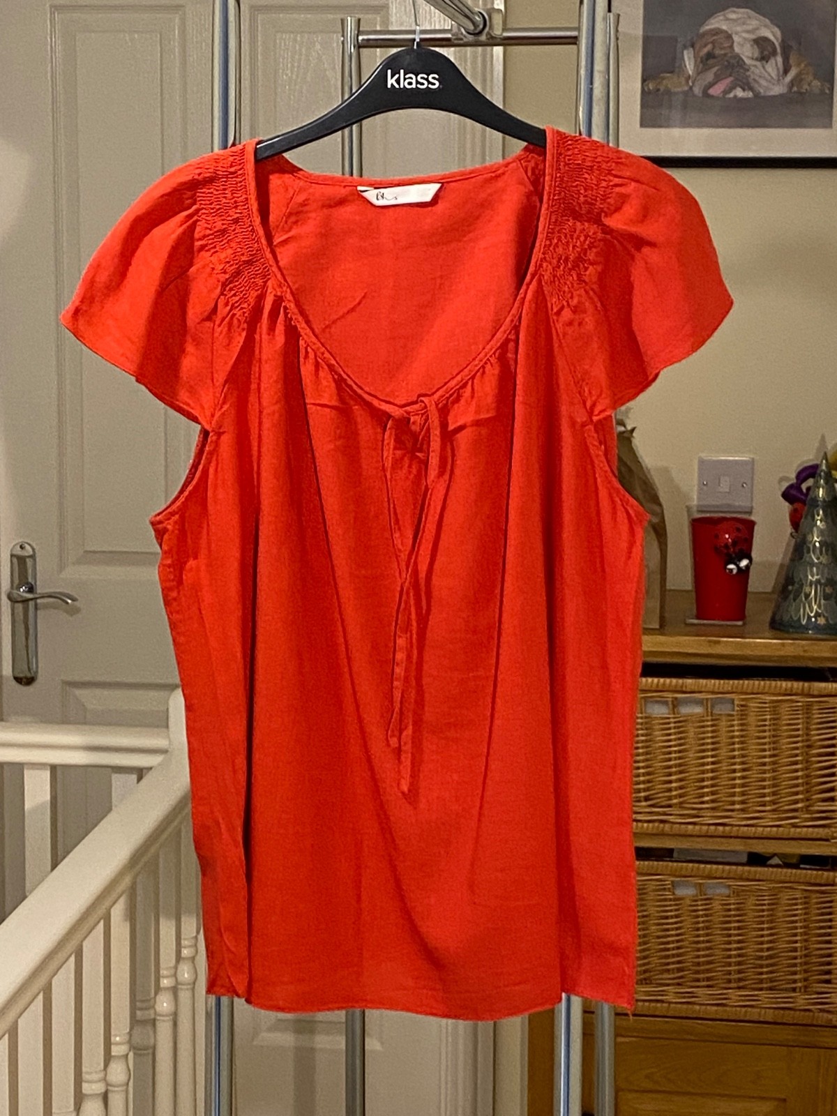Ladies size 20 cap sleeved top in red from BHS