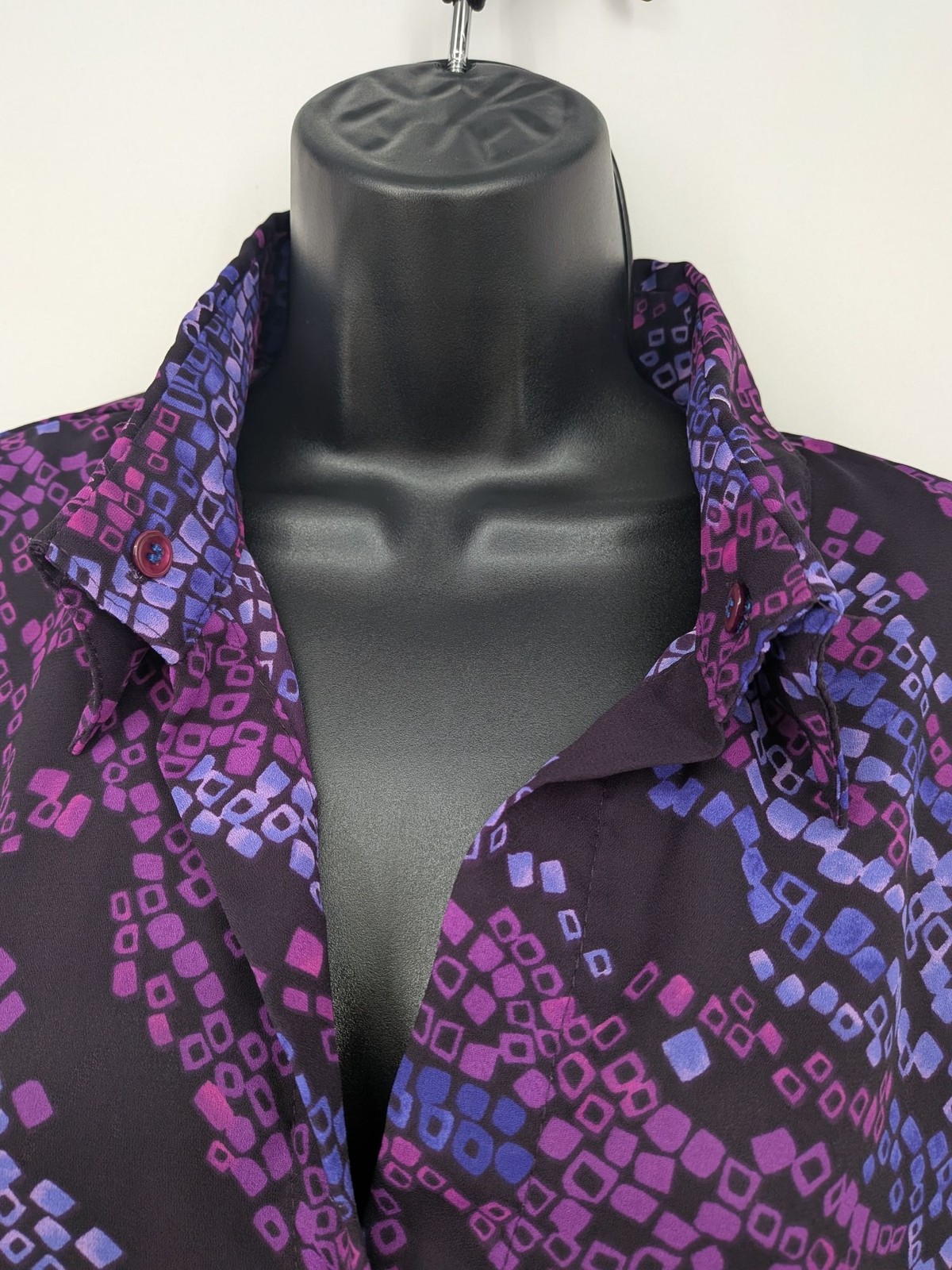Vtg XOXO Sheer Button Up Top Abstract Print Y2K Indie Sleaze Office Siren Medium