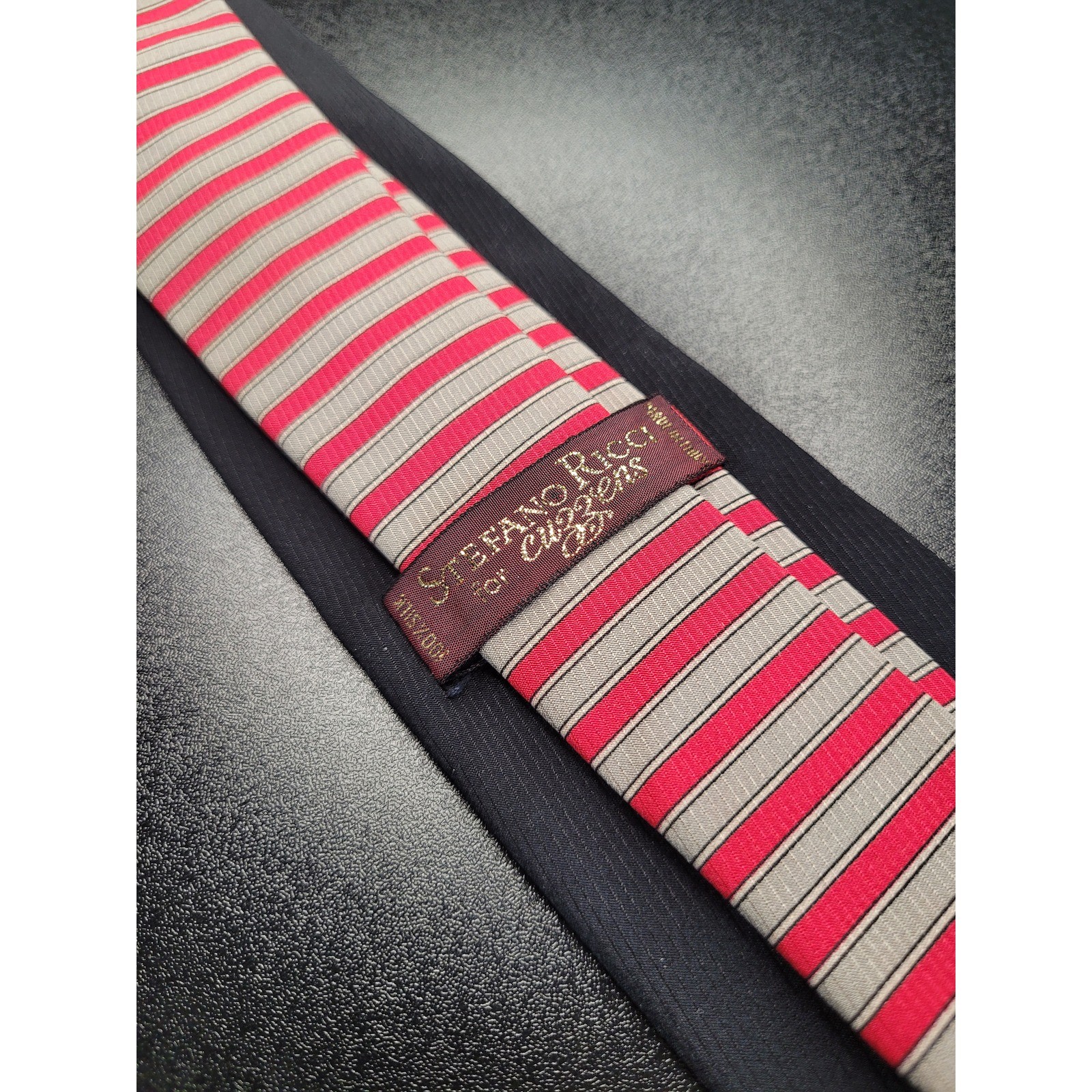 Stefano Ricci Men’s Necktie Navy Solid Ribbed Silk 3.75×58 Good