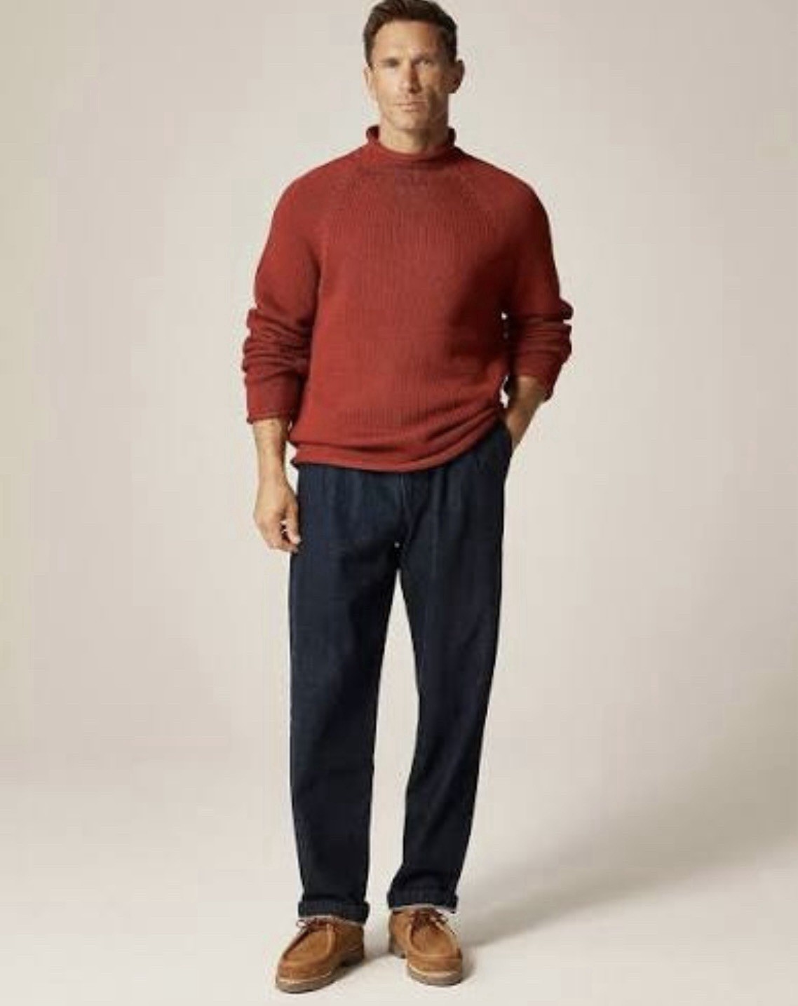 J. CREW 1988 Rollneck™ sweater in cotton in Burnt Red Size M $98 BW186