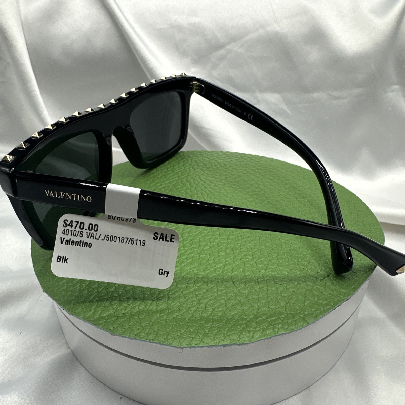 NWT VALENTINO Black/Grey /Gold spikes Sunglasses. NO case.#BL2107270. See pics.