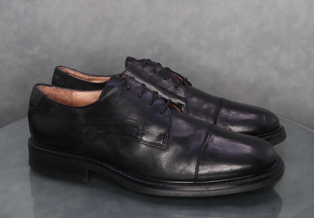 Bostonian Cap Toe Black Leather Dress Shoes Men’s Size 11.5 Made In Italy
