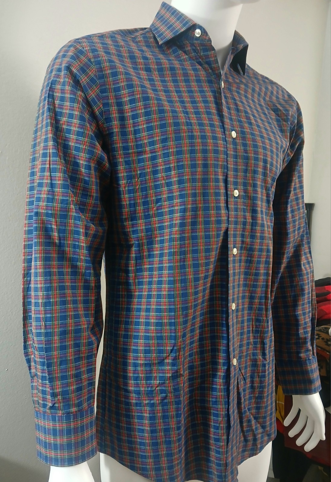 Tommy Hilfiger Plaid Dress Shirt Regular Fit Long Sleeve 14.5 32/33