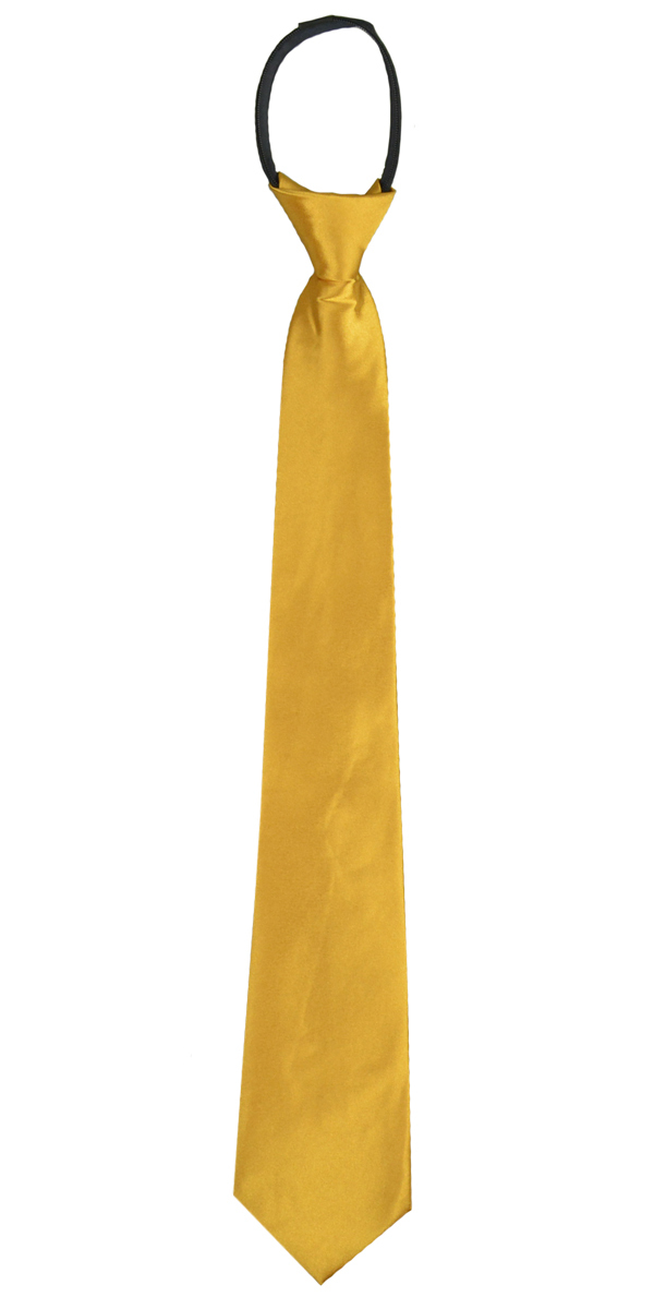 Plain “Gold” Polyester Men’s 2 or 3 inch Woven Pre-tied Zipper Necktie