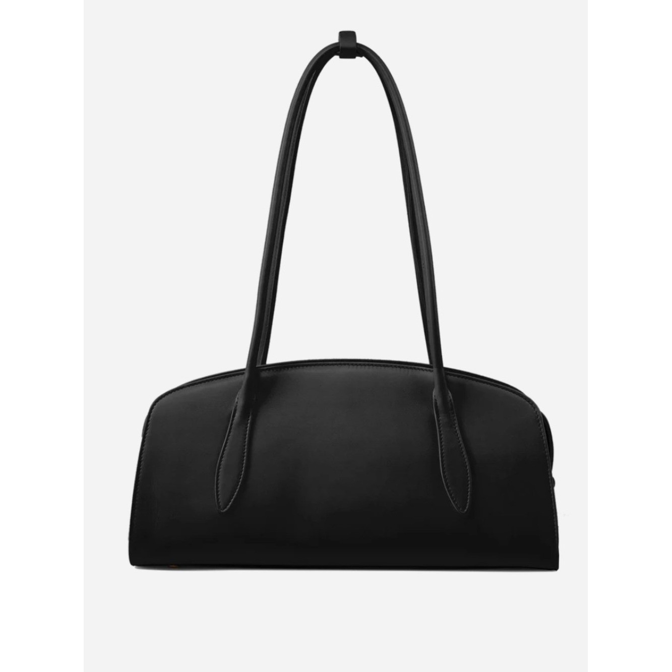 Parisa Wang Gabrielle East-West Shoulder Bag Black Gold Zip and Padlock Accent