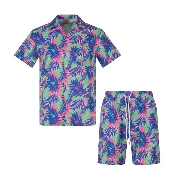 Men’s 2 Piece Matching Summer Hawaiian Beach Outfit Short Sleeve Set Sizes S-2XL