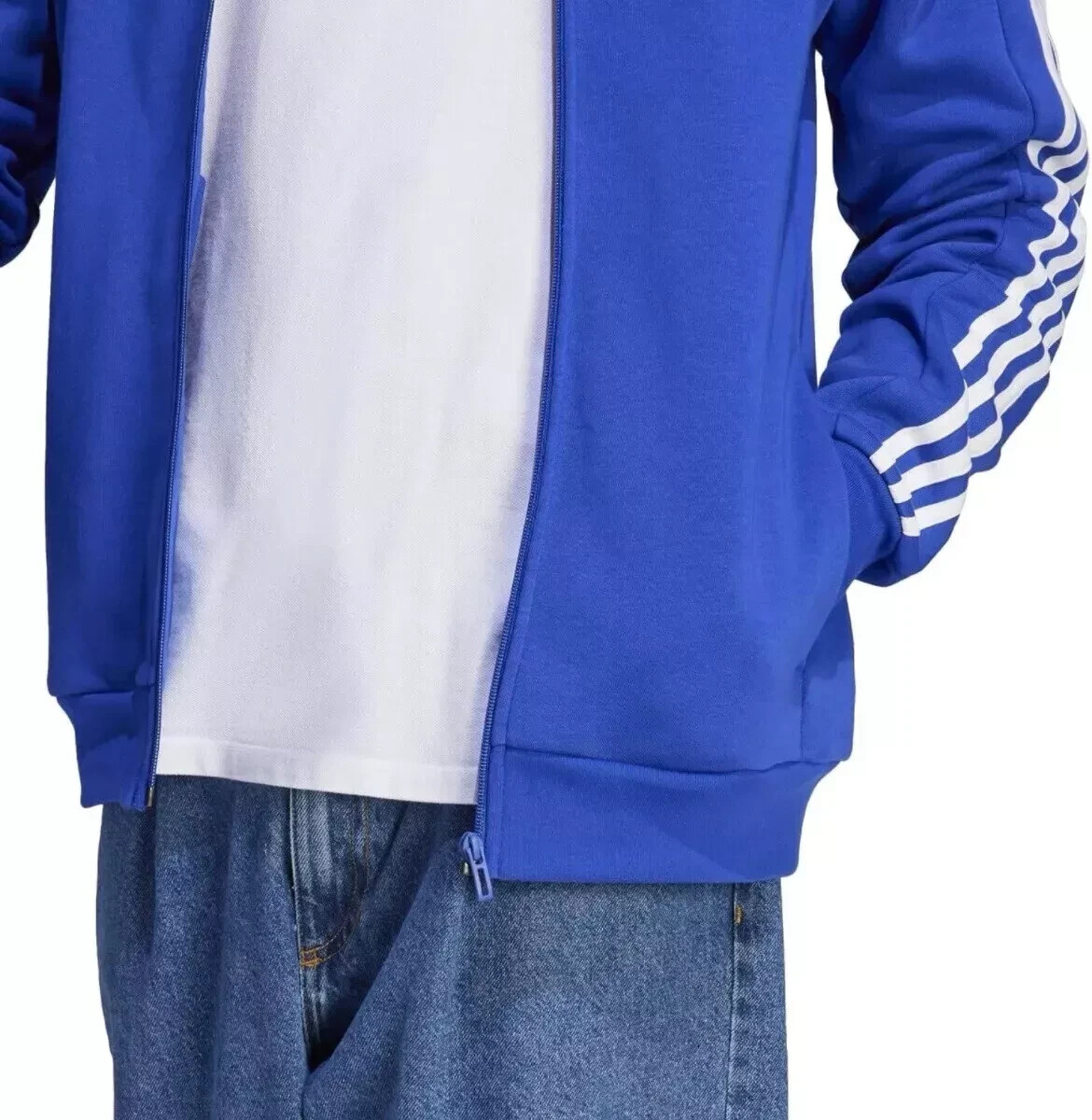 adidas men Essentials French Terry 3-Stripes Full-Zip Hoodie