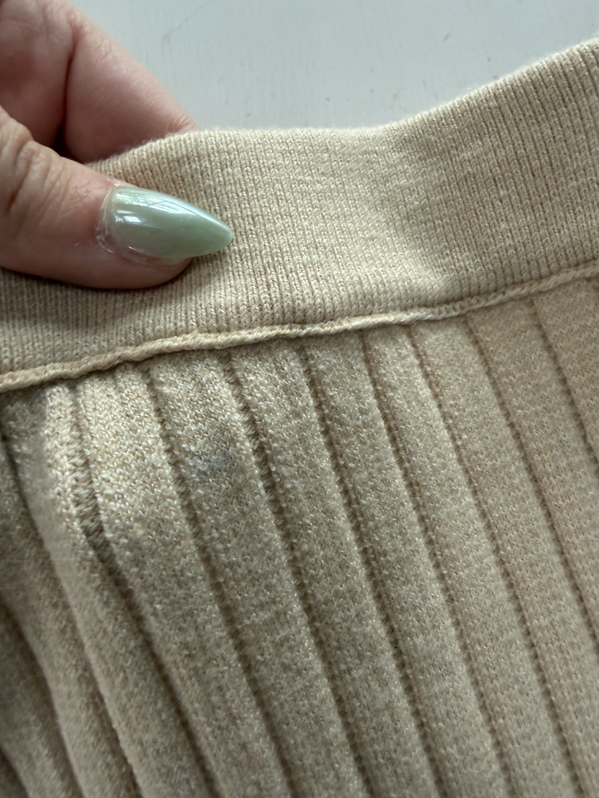 Aerie Cream Ribbed Knit Pants XS NWT Wide Leg $54