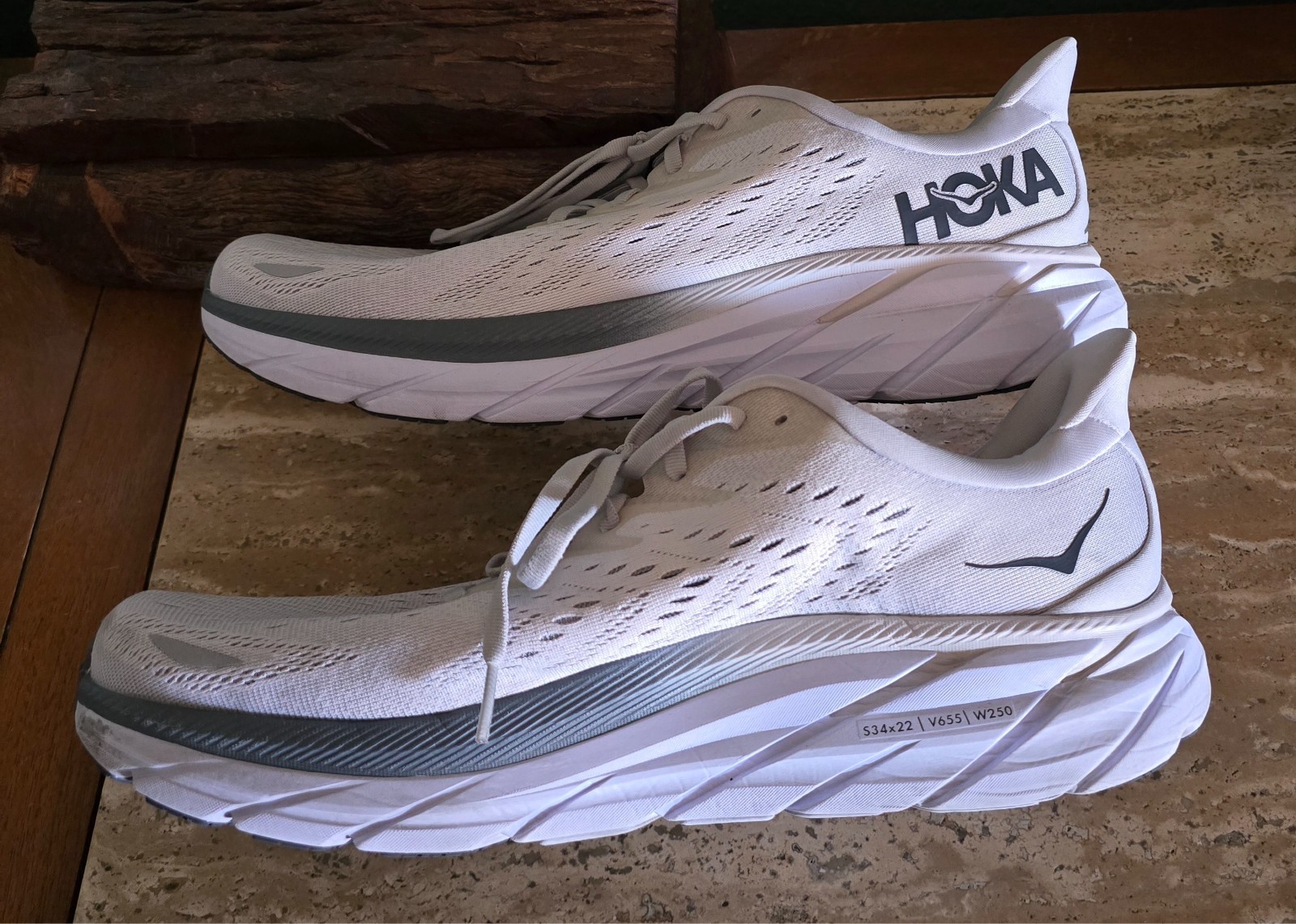Hoka One One M Clifton 8 Running Shoes Mens Size 13D Gray Cushioned 1119393 LRNC