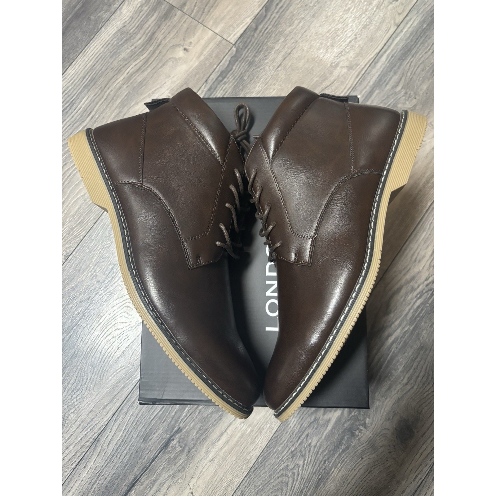 London Fog LFM-Tyler Chukka, Vegan Leather Brown CL30578M-E Men’s Size 12M, NEW