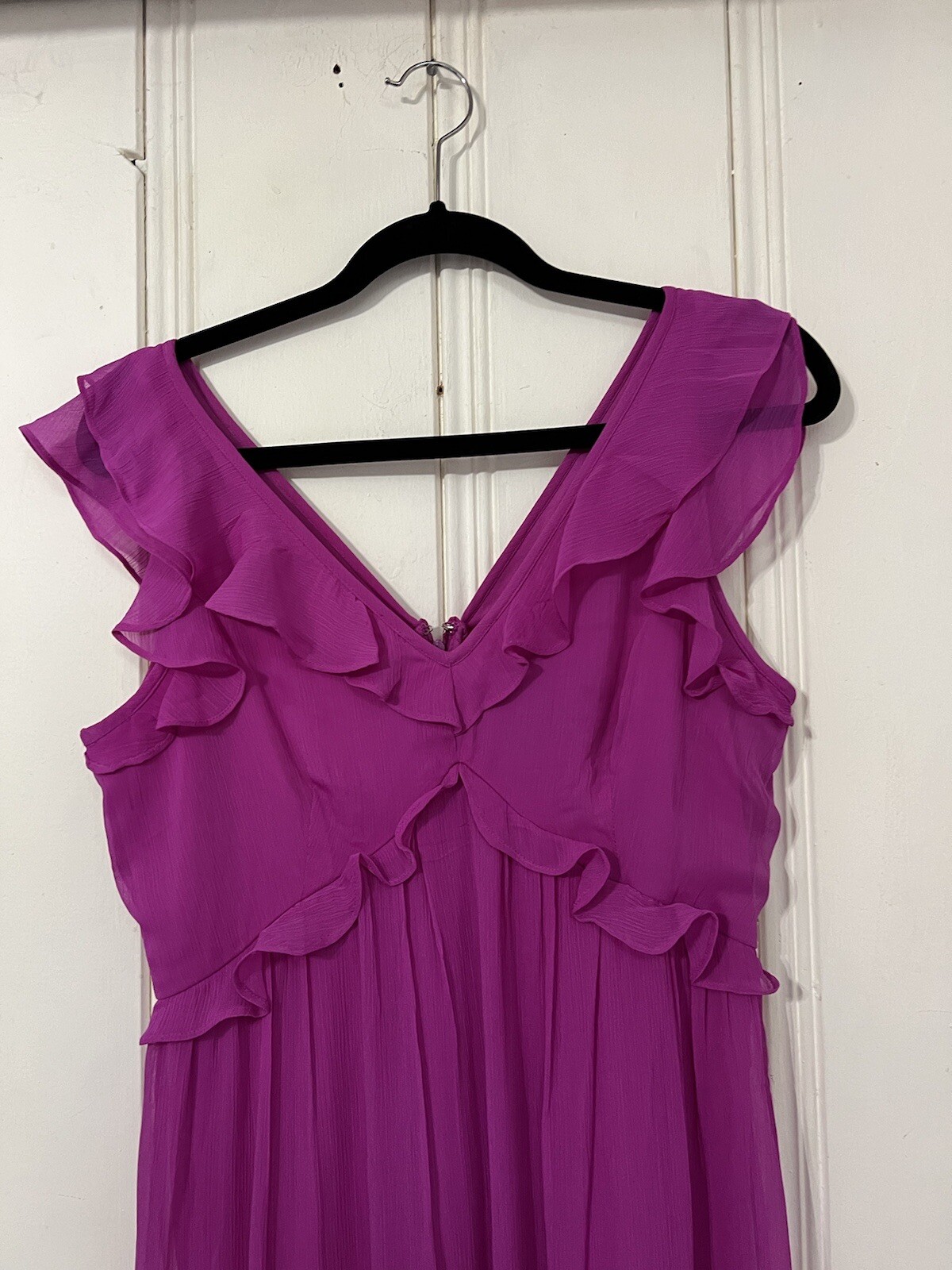 DKNY Chiffon Wedding Guest party dress Ruffled Fushia Size 6 pink New