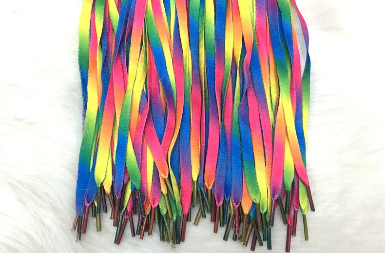 1Pair Colorful Shoelaces Rainbow Gradient Flat Shoe laces For Canvas Casual Shoe