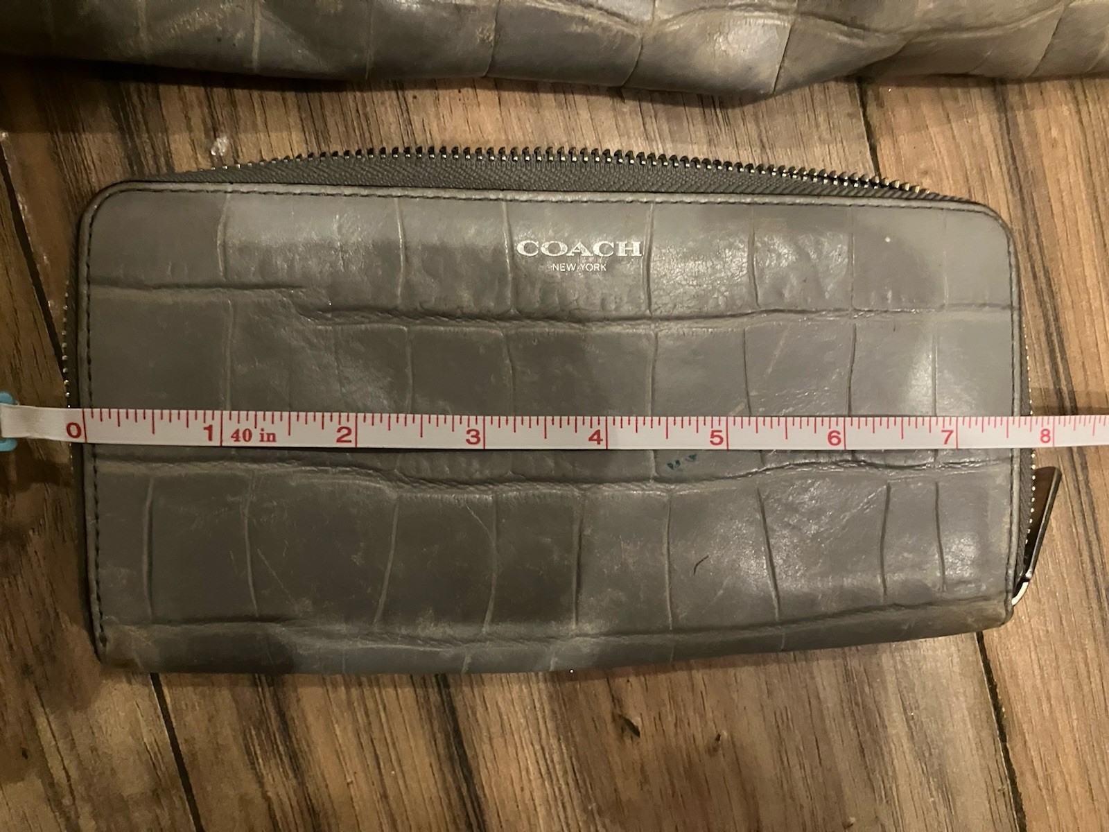 Coach Legacy CrocEmbossed Gray Leather Lrg Harper ShoulderTote & Chckbook Wallet