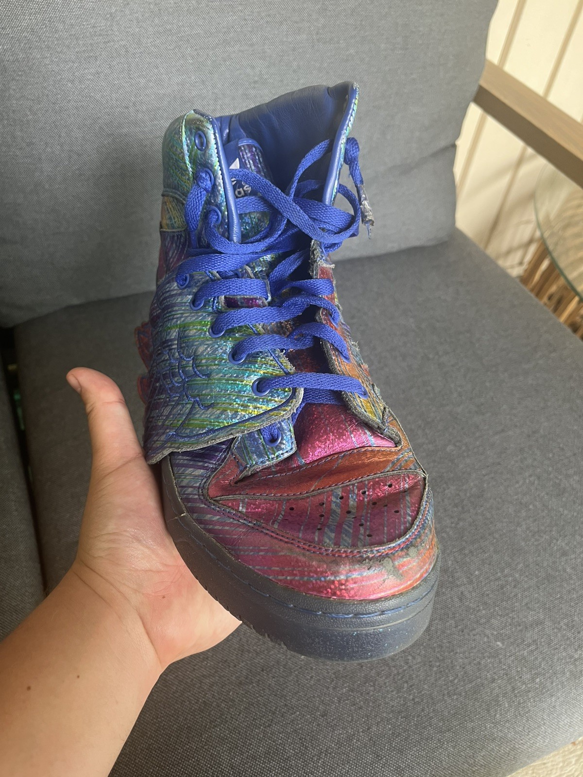 Adidas Js Wings Jeremy Scott Rainbow Foil Q23650 Vintage Sz 13