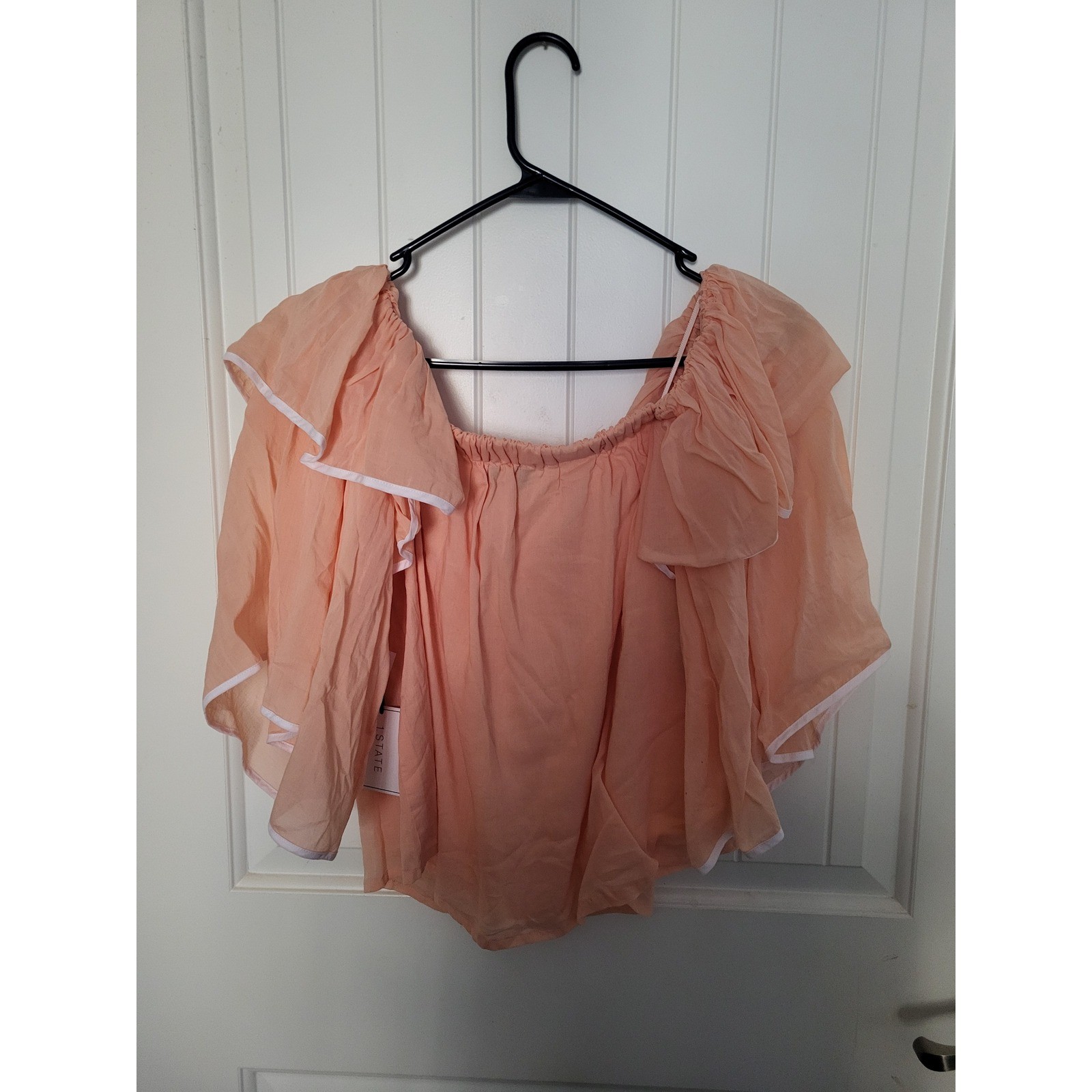 1. STATE Blouse Womens S Apricot Off-the-Shoulder Tiered Ruffle Sleeve NWT