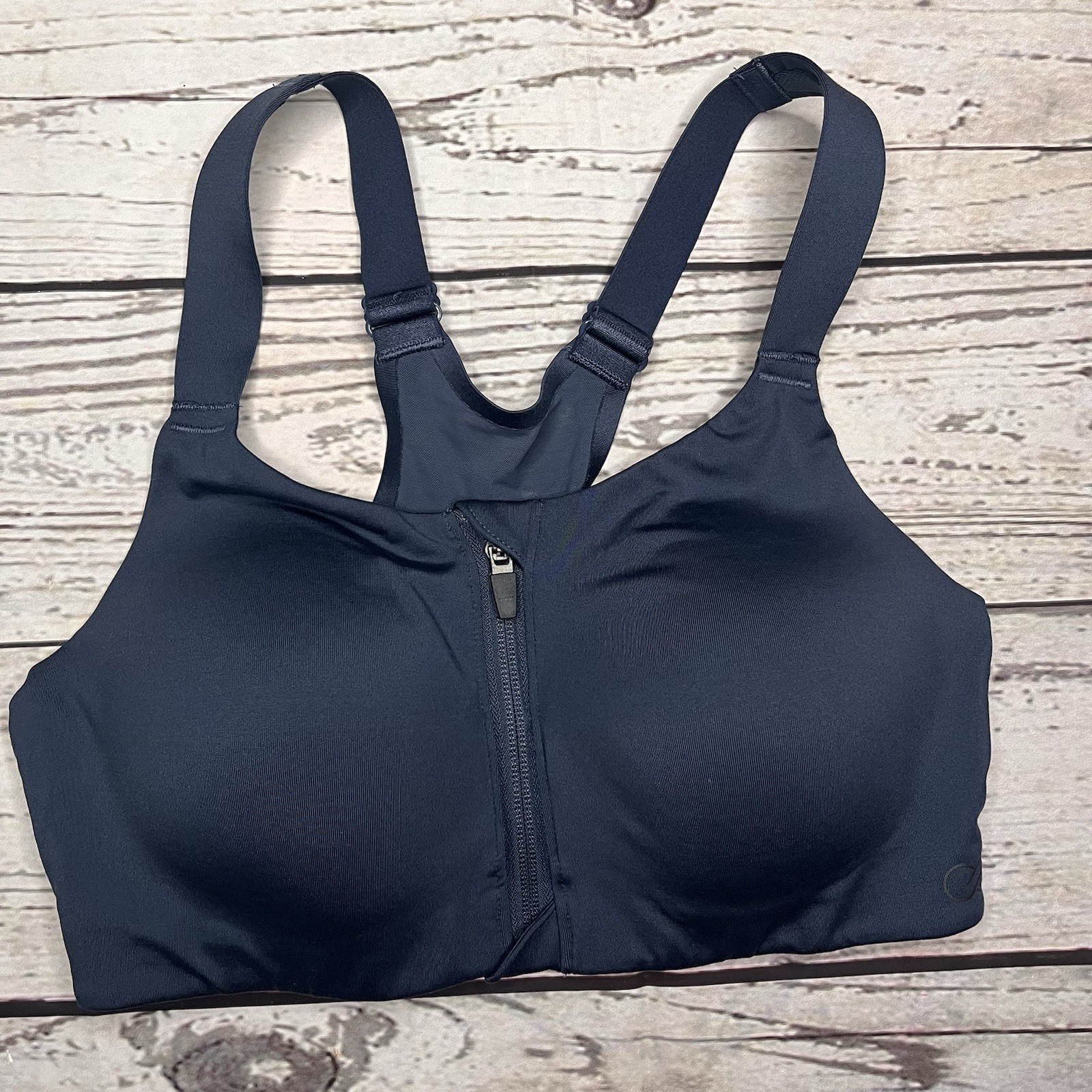 Calia Sports Bra 34C Navy Blue Front Zip Underwire High Support Workout Athletic