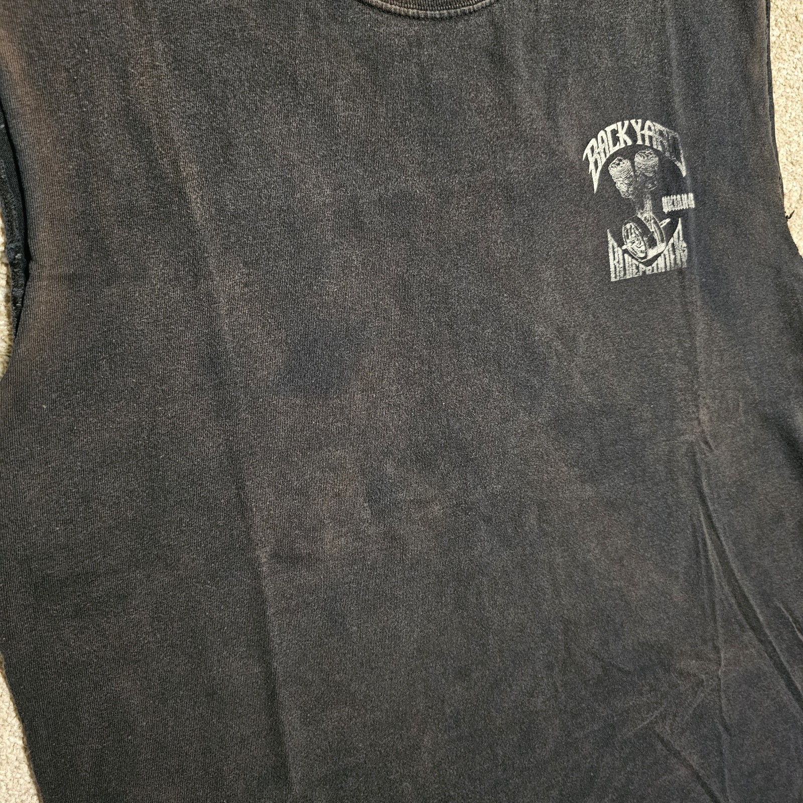 Vintage 90s Backyard Blueprinters Cutoff T-Shirt Mens M HotRod Grunge Faded Punk