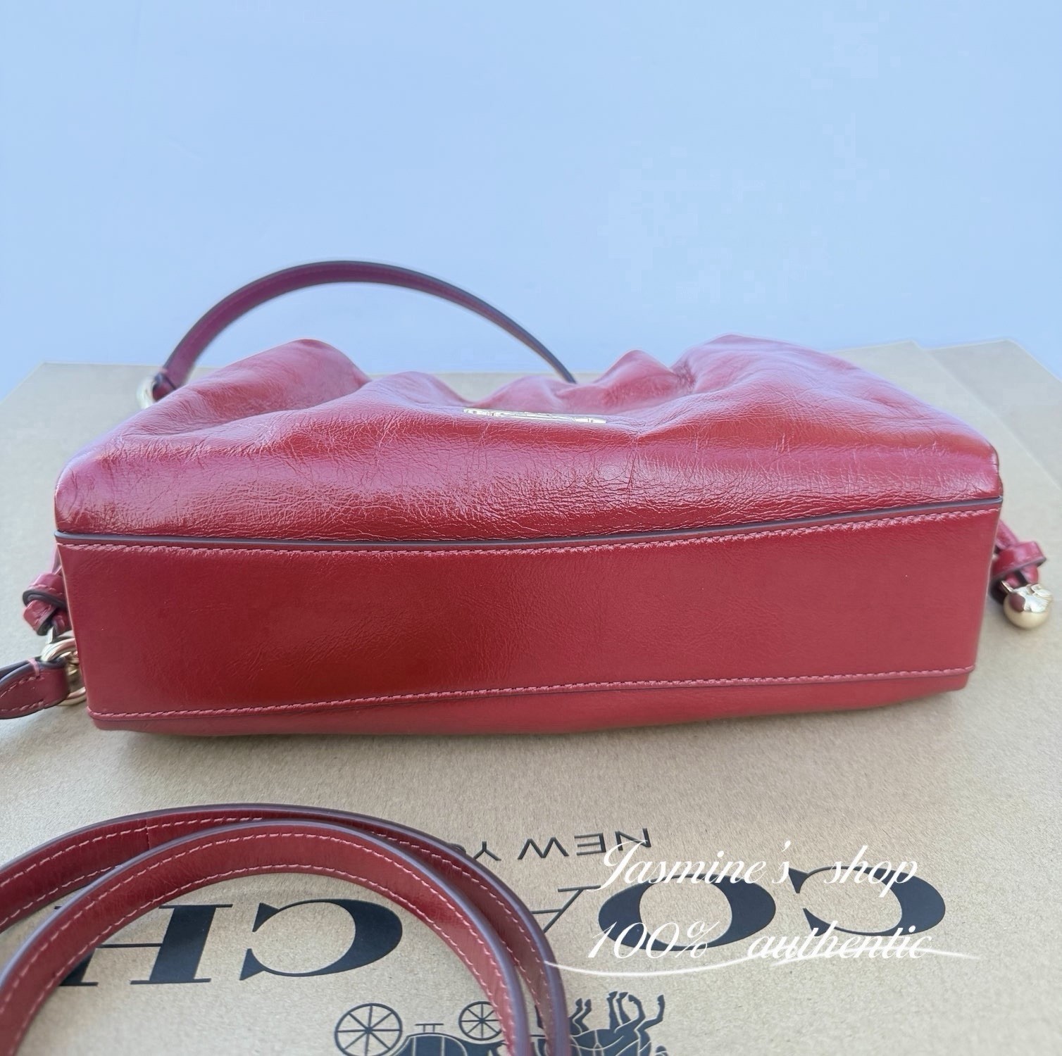 NWT Coach Faye Shoulder/Crossbody Bag In Glazed Leather/Dark Cardinal CCE39
