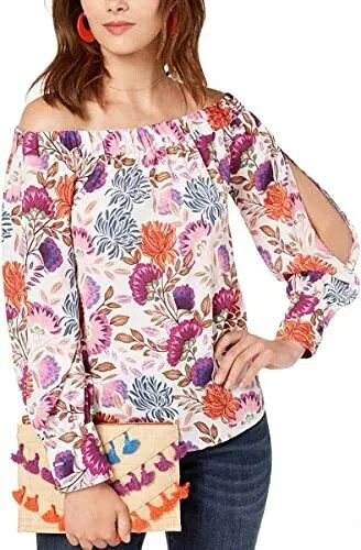 INC International Concepts Off the Shoulder Top – Size XL – Lovely Lobelia Bloom