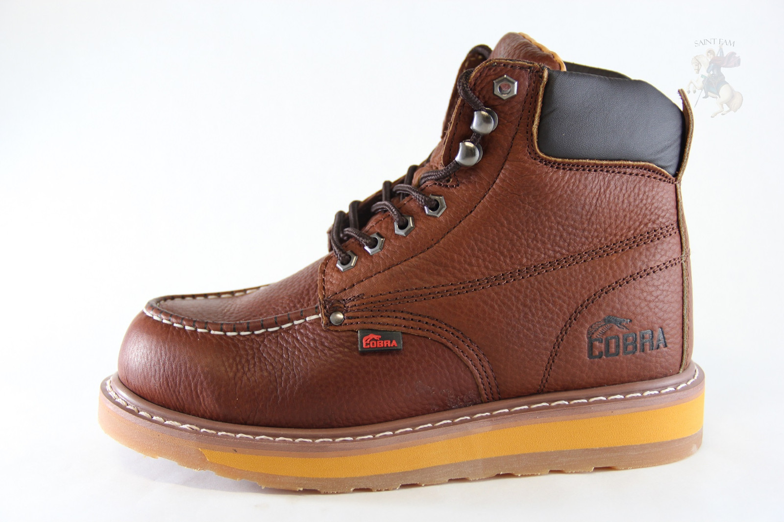 Men Work Boot Cobra C27M Dark Brown Genuine Leather Welt Construction Brand New