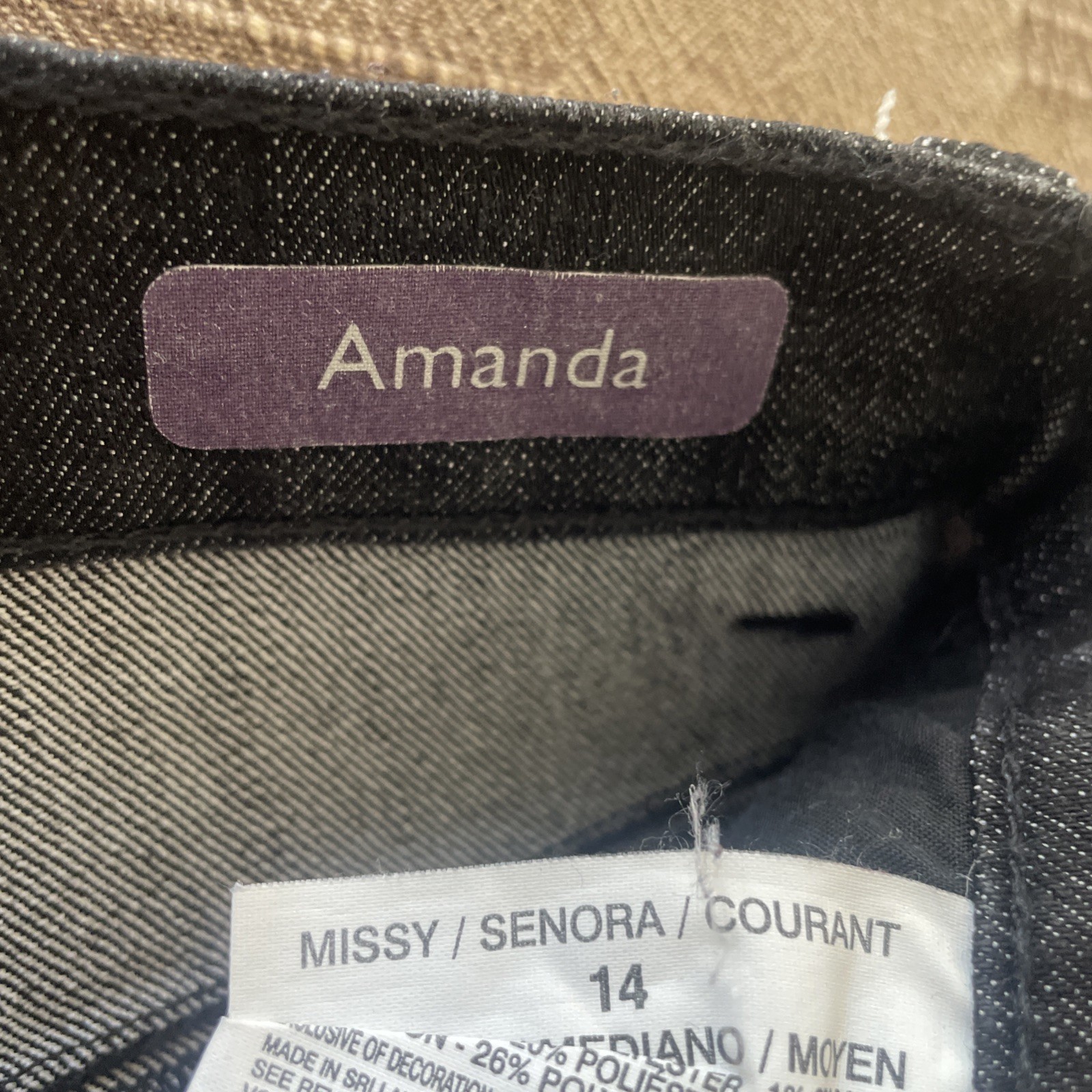 Gloria Vanderbilt AMANDA Black Jeans-Zipper/Button Closure-Size 14 MISSY AVERAGE