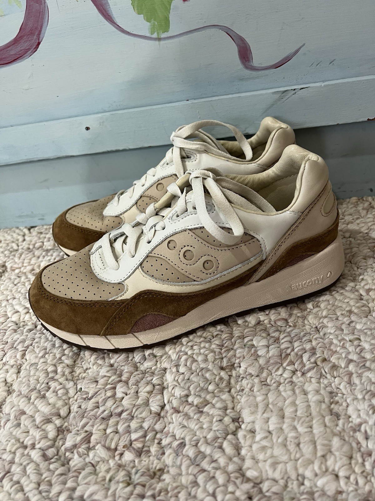 Saucony Shadow 6000 Beige Rust Sneakers Mens Shoes Size 8 Brown Tan S70775-1