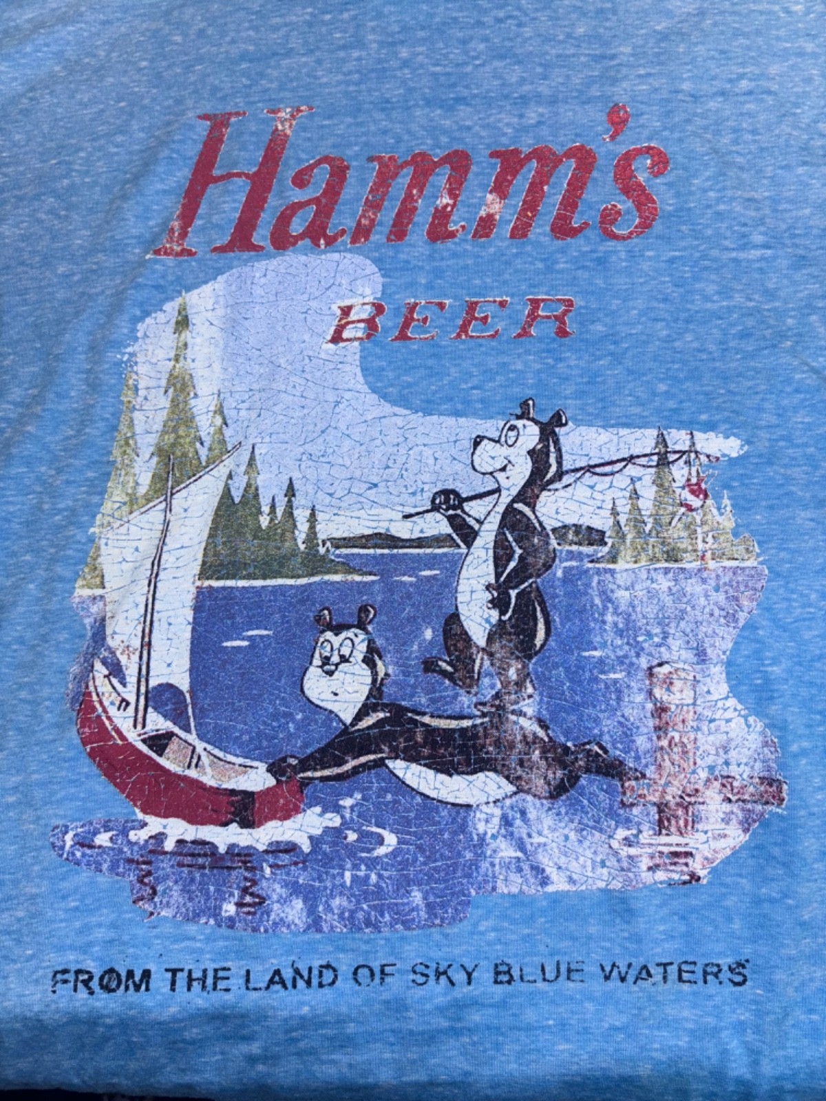 Angry Minnow Vintage Hamm’s Beer From The Land of Sky Blue Waters Shirt XL Hood