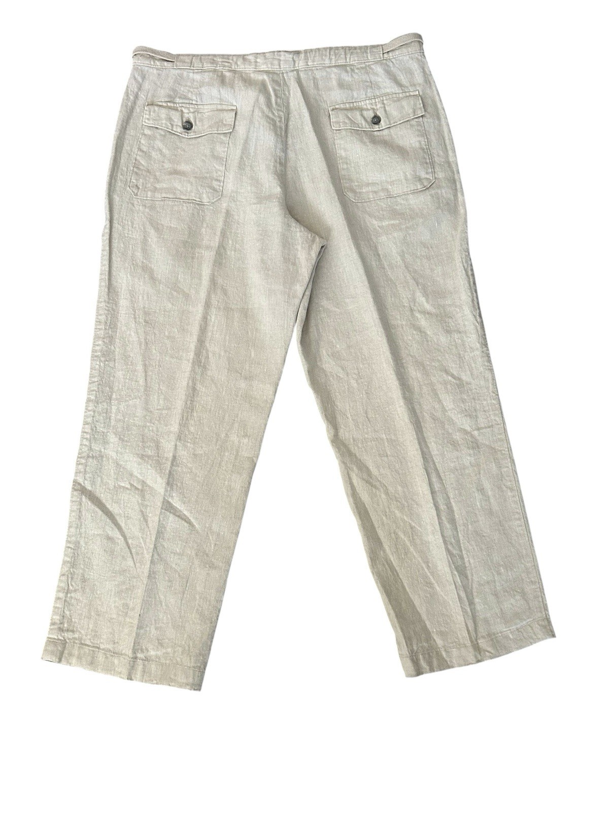 Tasso Elba 100% Linen Chino Pants Beige Semi Sheer 36×27 Coastal Lightweight