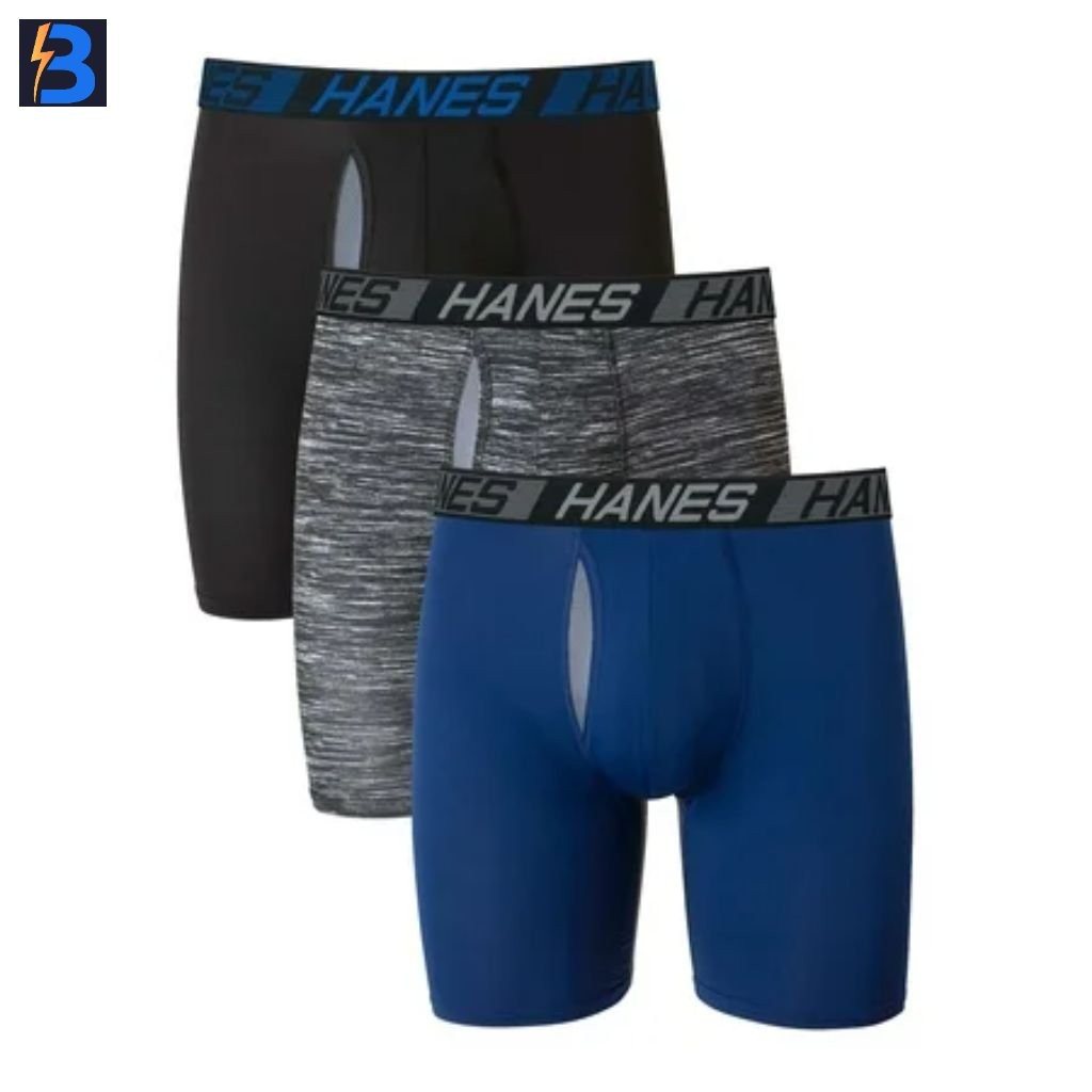 Hanes Men’s X-Temp Total Support Pouch Boxer Briefs: Blue/Gray/Black 3XL (3Pair)