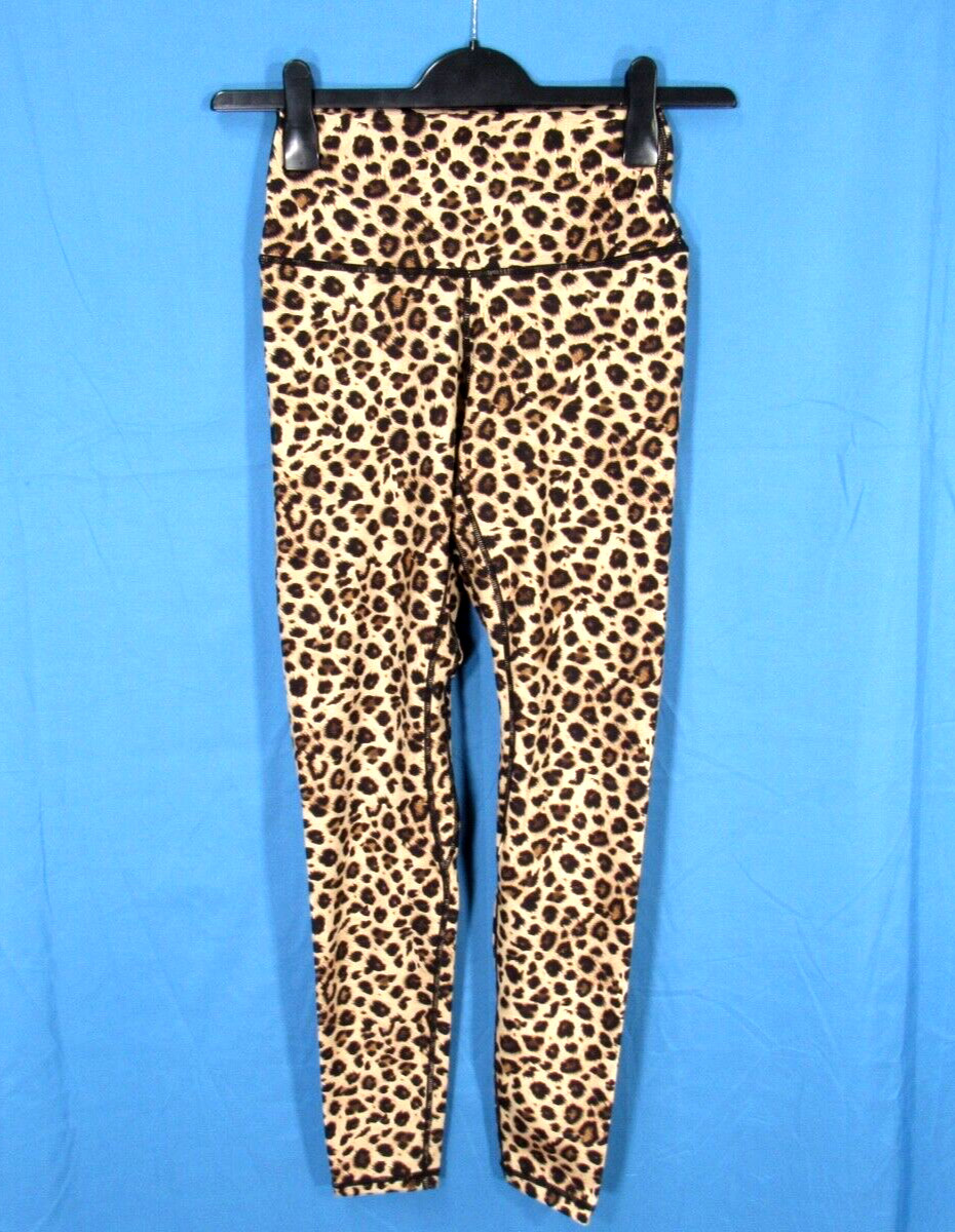 COLORFUL KOALA Tan/Brown LEOPARD Stretch Knit PULL-ON Active Yoga LEGGINGS Sz S