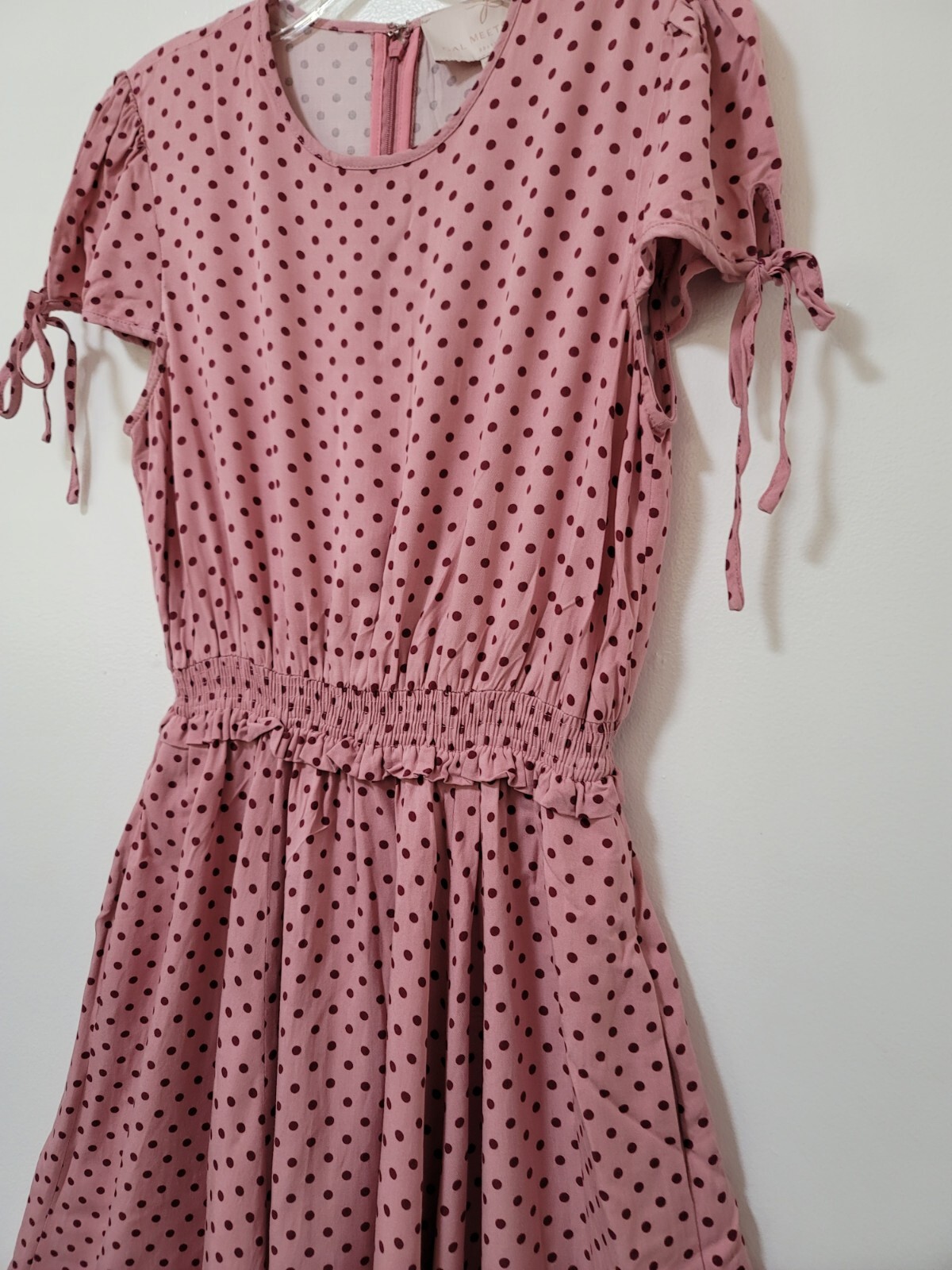 Gal Meets Glam Collection Dress Womens Sz 6 Pink Dot Corinne A-line Casual Midi