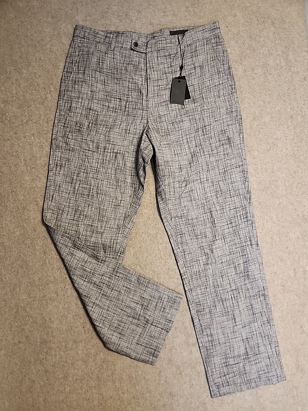 NWT $598 John Varvatos Mercer Pants In hazelnut linen viscose blend sz 54 US 36