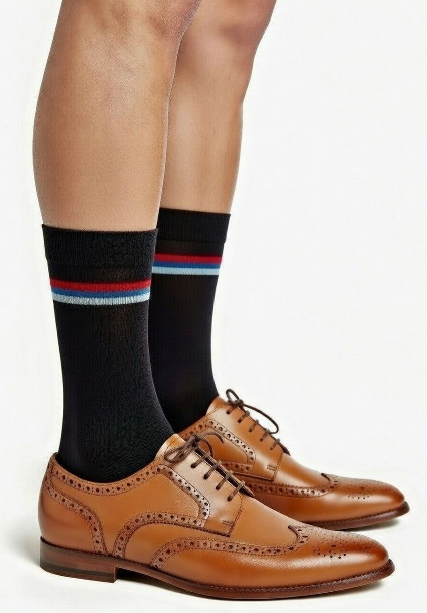 BEN SHERMAN | Mens Black Luxury Multistripes Socks | One Size UK 6-11 EU 40-46