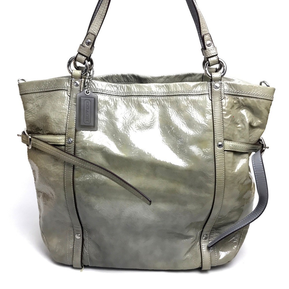 COACH 17065 Tote Bag Men’s Patent Andy Cinched Shoulder Bag Patent Leather
