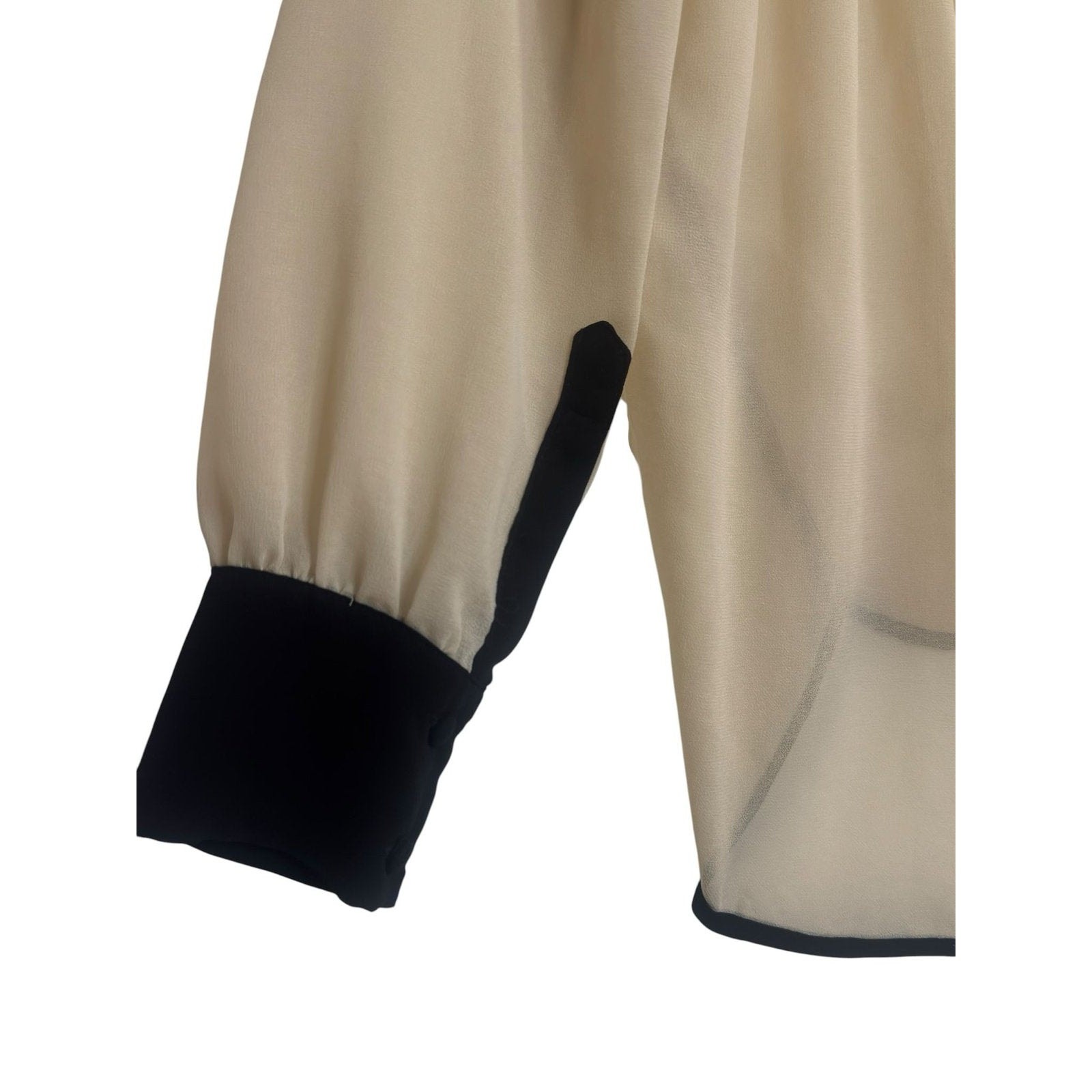 Bar III Sheer Colorblock Chiffon Blouse Beige Black XS