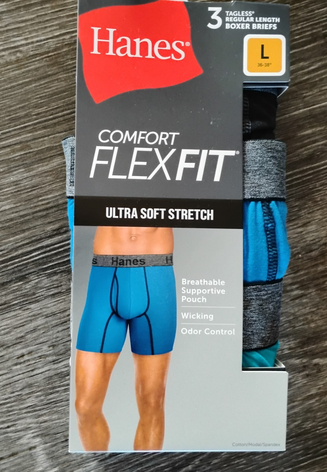 Hanes Mens 3-pack Comfort Flex Fit Ultra Soft Stretch Brief Large