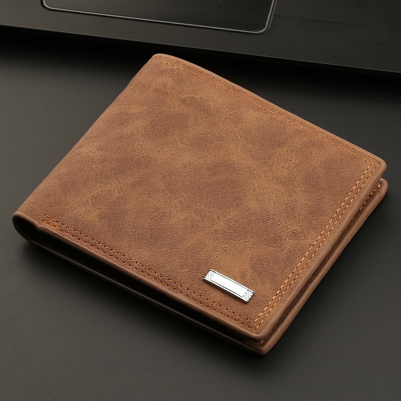 Men’s PU Leather Bifold Wallet Slim ID Credit Card Holder Short Billfold Brown