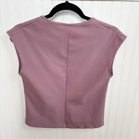 Athleta Flora Mauve Sleeveless Bayview Tee Ribbed Fabric Women’s Size Small
